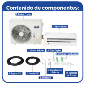 minisplit wifi inverter / seer 17 / 12,000 btus ( 1 ton ) / r32 / frío y calor