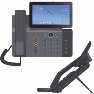 videoteléfono ip inteligente insignia, android 9.0, 20 líneas sip, pantalla a color 7" ajustable, teclado de iluminación configurable, poe, conferencia local de 10 vías.